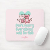 Tapis De Souris Couple de chats mignons et encouragement Pastel (Avec souris)