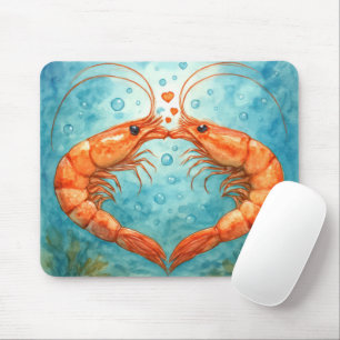 Tapis De Souris Couple de crevettes s'embrassant sous l'eau