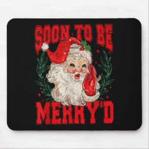 Tapis De Souris Couple de Père Noël Vintage Noël Bientôt Mariés