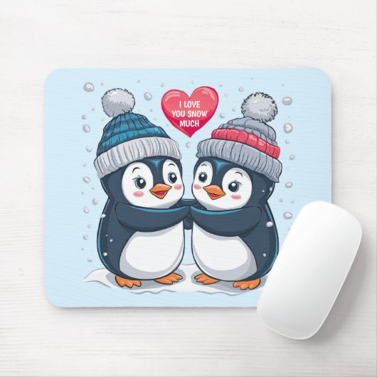Tapis De Souris Couple de pingouin (Avec souris)