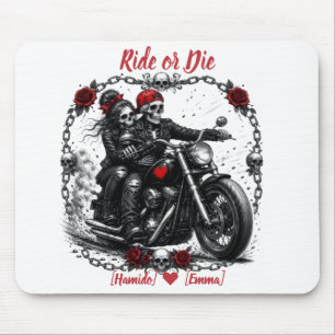 Tapis De Souris Couple de squelettes personnalisés "Ride or Die"