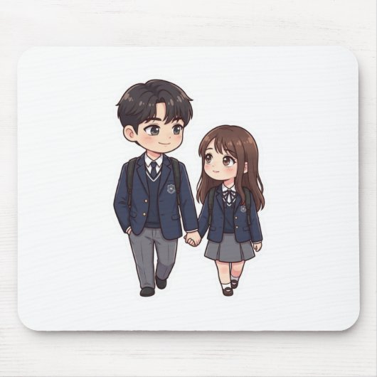 Tapis de Souris Couple École Drame Coréen Chibi Mi (Devant)
