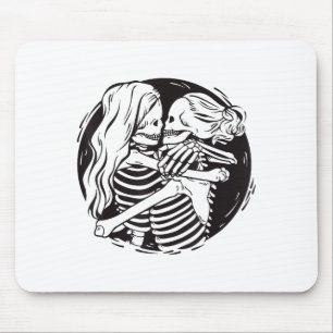 Tapis De Souris Couple lesbien Fierté Lgbtq Squelettes S'embrassan