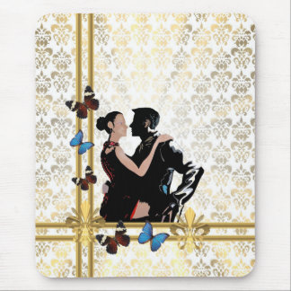 Tapis De Souris Couple romantique sur damassé blanc