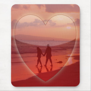 Tapis De Souris Couple sur la plage Valentine