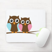 Tapis De Souris Couples bleus et roses de hiboux (Avec souris)
