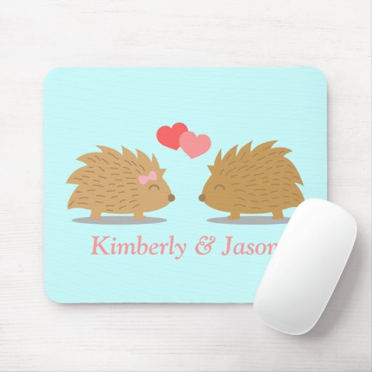 Tapis De Souris Couples mignons de hérisson dans l'amour (Avec souris)