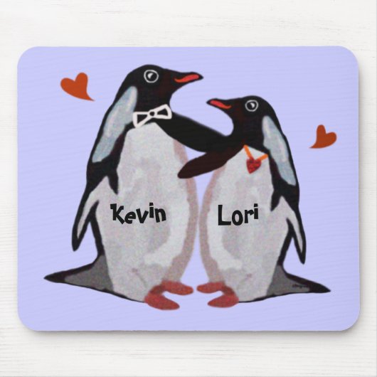 Tapis De Souris Couples Mousepads d'amour de pingouin (Devant)