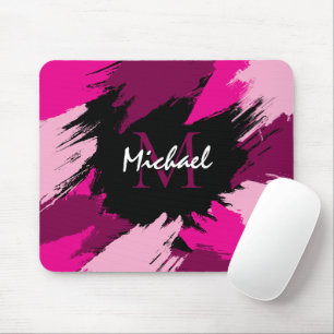 Tapis De Souris Coups de pinceau nuances de rose chaud nom avec mo