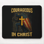 Tapis De Souris Courageous In Christ Knight Cross Patriotic Usa Fl (Devant)