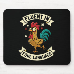 Tapis De Souris Courante en langage aviaire Maman poulet coq drôle
