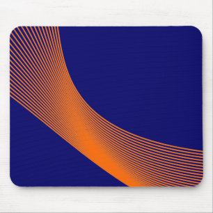 Tapis De Souris Courbes Bézier - Orange sur Bleu foncé 000066