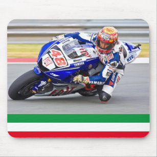 Tapis De Souris Coureur de moto italien avec drapeau