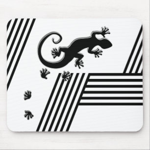 Tapis De Souris Courir Gecko - bandes noir et blanc abstrait2