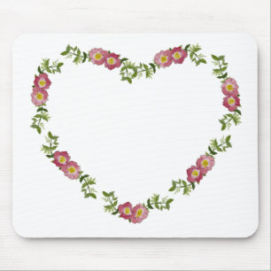 Tapis De Souris Couronne de fleurs vintage en forme de cœur pour m