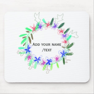 Tapis De Souris couronne de guirlande colorée Noël waadd nom texte