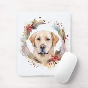 Tapis De Souris Couronne de Noël festive du Labrador