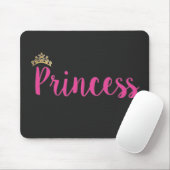 Tapis De Souris Couronne de police de script rose princesse (Avec souris)