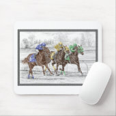 Tapis De Souris Course à trois chevaux - Cou et Cou (Avec souris)