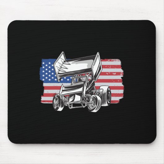 Tapis De Souris Course de Sprint Car Drapeau Usa (Devant)