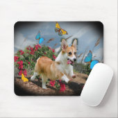 Tapis De Souris Courses de corgi avec des papillons (Avec souris)