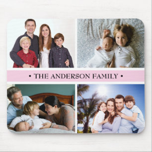 Tapis De Souris Coutume de collage de photo du rose en pastel 4