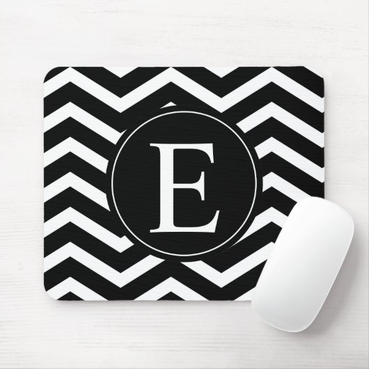 Tapis De Souris Couture Chevron noir et blanc (Avec souris)