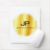 Tapis De Souris Couture métal or look moderne Monogramme Modèle (Avec souris)