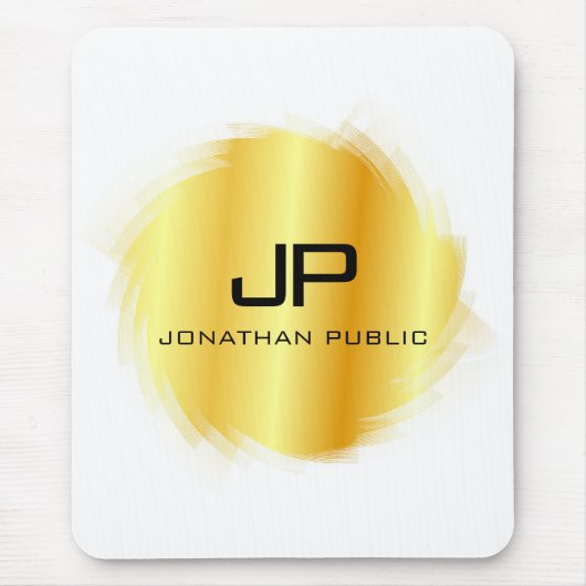 Tapis De Souris Couture métal or look moderne Monogramme Modèle (Devant)