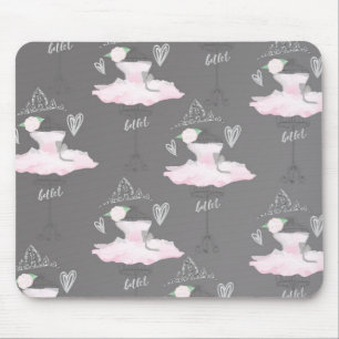 Tapis De Souris Couture rose et gris Ballerina Girls Whimsical mig