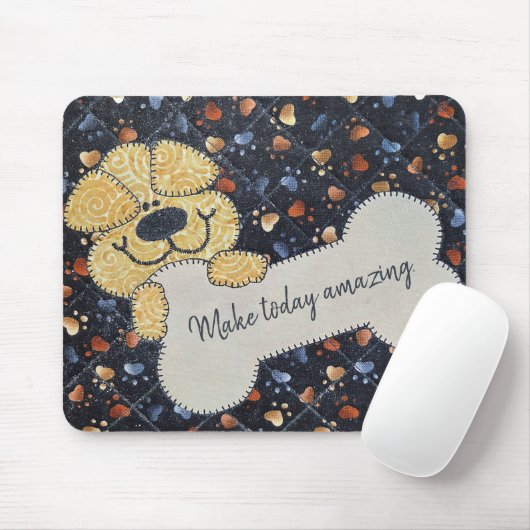 Tapis De Souris Couverture de citation Chien avec os (Avec souris)