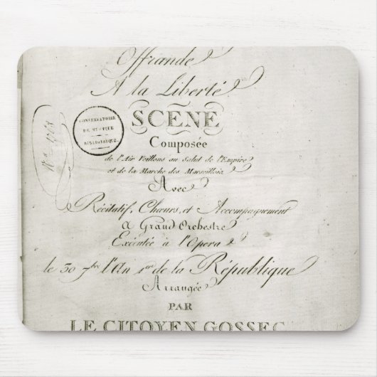 Tapis De Souris Couverture pour le score de 'Offrande une La (Devant)