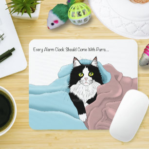 Tapis De Souris Couvertures de chat smoking fantaisiste rose et bl