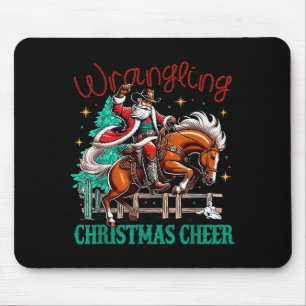 Tapis De Souris Cow-boy de Noël occidental qui rassemble la joie d