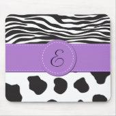 Tapis De Souris Cow Print, Cow Spots, Zebra Stripes, monogram (Devant)