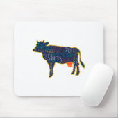 Tapis De Souris Cow Silhouette Tygraphy Phrases Heifer Fun Chris (Avec souris)