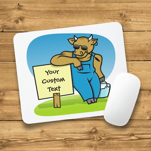 Tapis De Souris Cow with sign