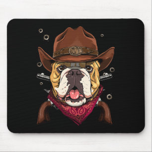 Tapis De Souris Cowboy American Bulldog Country Music Rodéo Howdy