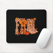 Tapis De Souris Cowboy Checkered Fall,fall Pumpkin,boots Cow Funny (Avec souris)