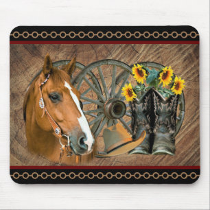 Tapis De Souris Cowboy de Western Horse Cowboy Cowboy Hat Wagon Wh