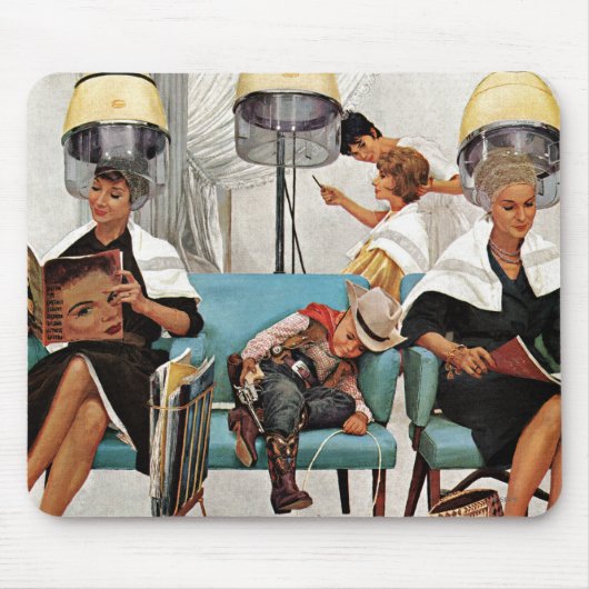 Tapis De Souris Cowboy endormi dans le salon de beauté (Devant)