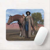 Tapis De Souris Cowboy et cheval Mousepad (Avec souris)
