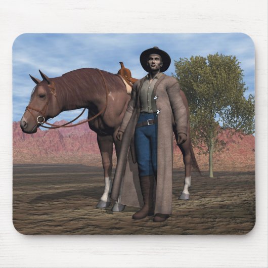 Tapis De Souris Cowboy et cheval Mousepad (Devant)