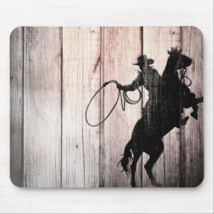Tapis De Souris Cowboy Rustique Bois Grange Campagne Far West