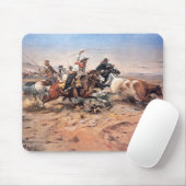 Tapis De Souris Cowboys roping un boeuf, 1897 (huile sur la toile) (Avec souris)