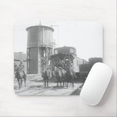 Tapis De Souris Cowboys sur des chevaux posant devant un train (Avec souris)