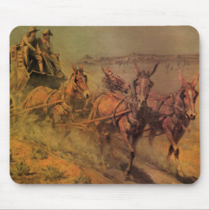 Tapis De Souris Cowboys vintage, le stagecoach de John Borein