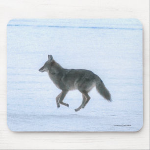 Tapis De Souris Coyote de Jackal sauvage traversant le lac gelé en
