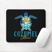 Tapis De Souris Cozumel Mexico Sea Turtle Palm Tree Sunset Beach V (Avec souris)
