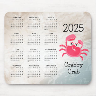 Tapis De Souris Crabby Crab Design Calendrier 2025 Souris